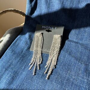 Monet Rhinestone Dangle Earrings NWT